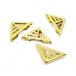 Coins métal - "Triangle ajourés rayé" dorés